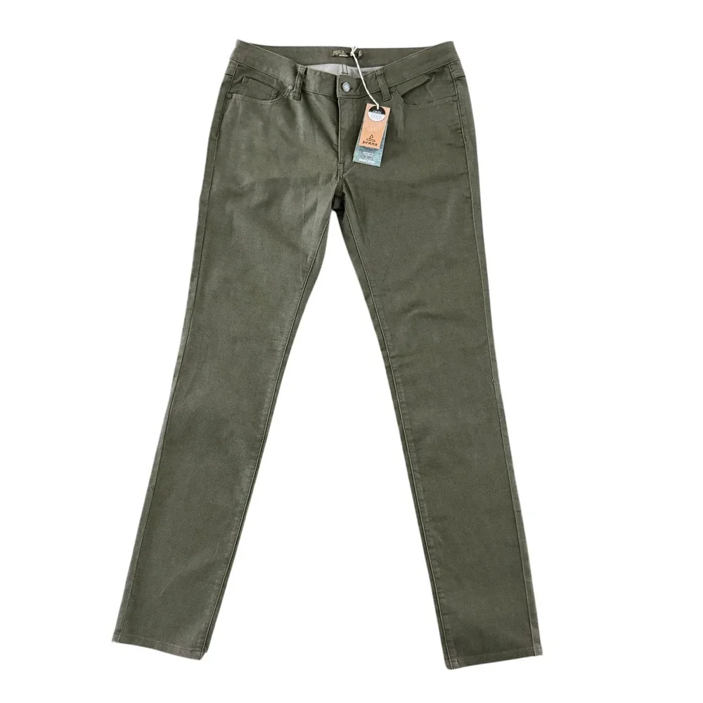 prAna Kara Low Rise Straight Leg Fitted Jeans 12/31 Tall Green Organic Gorpcore